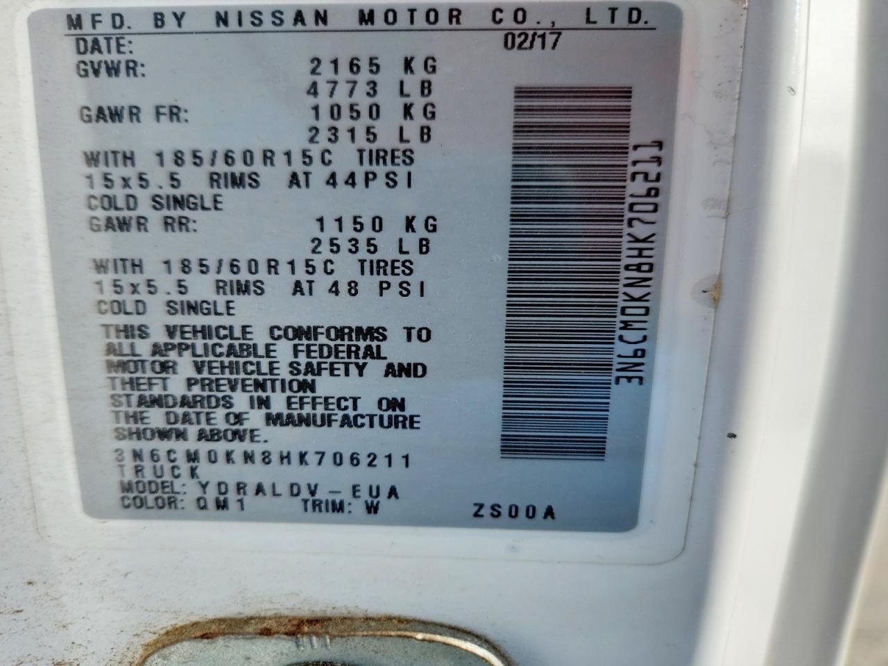 2017 Nissan NV200 Utility / Service Van