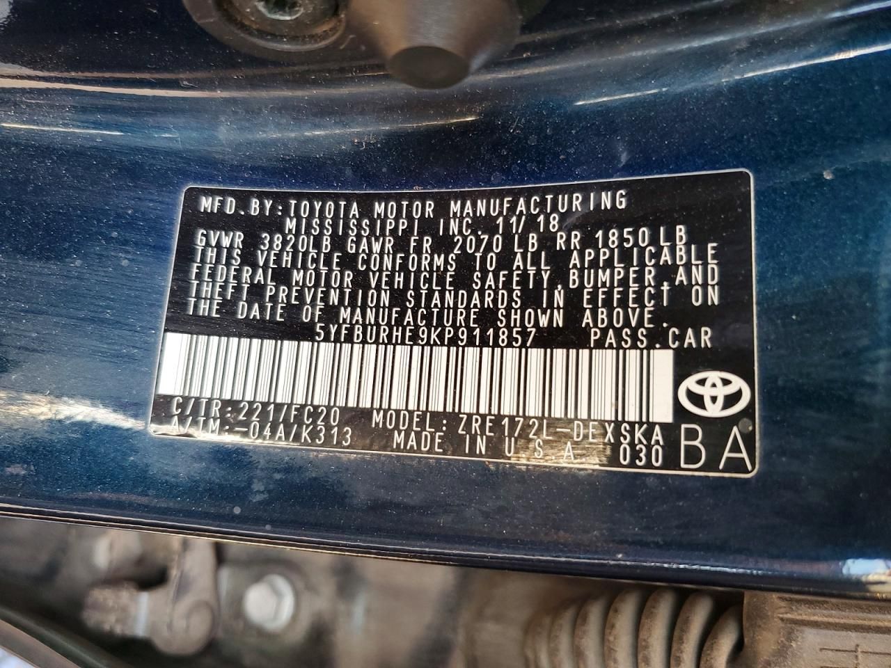 2019 Toyota Corolla l