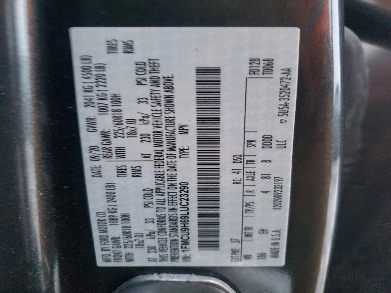 2020 Ford Escape sel