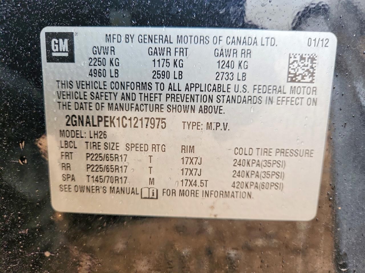 2012 Chevrolet Equinox lt