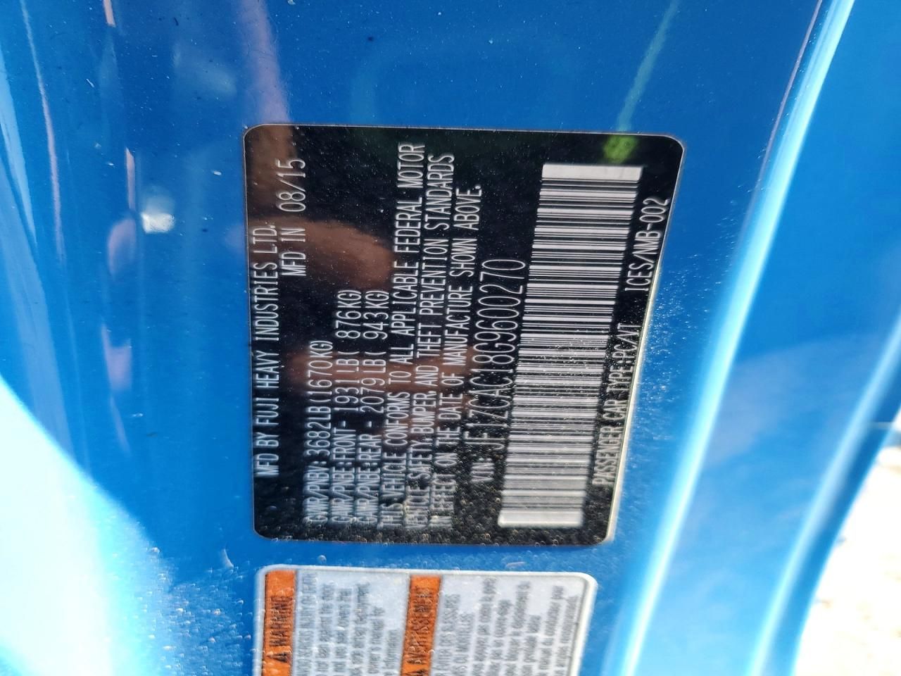 2016 Subaru Brz 2.0 Limited