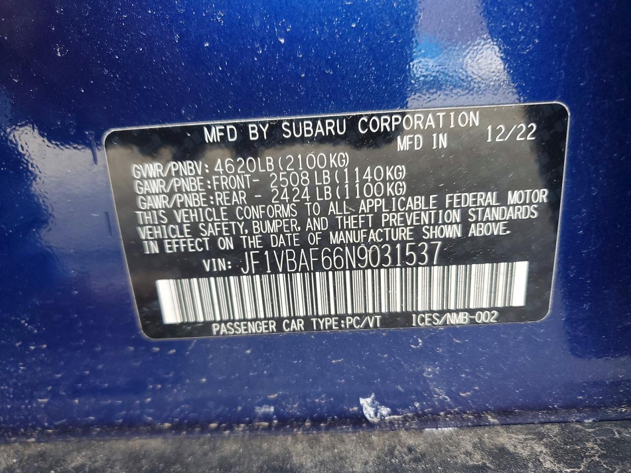 2022 Subaru Wrx Premium