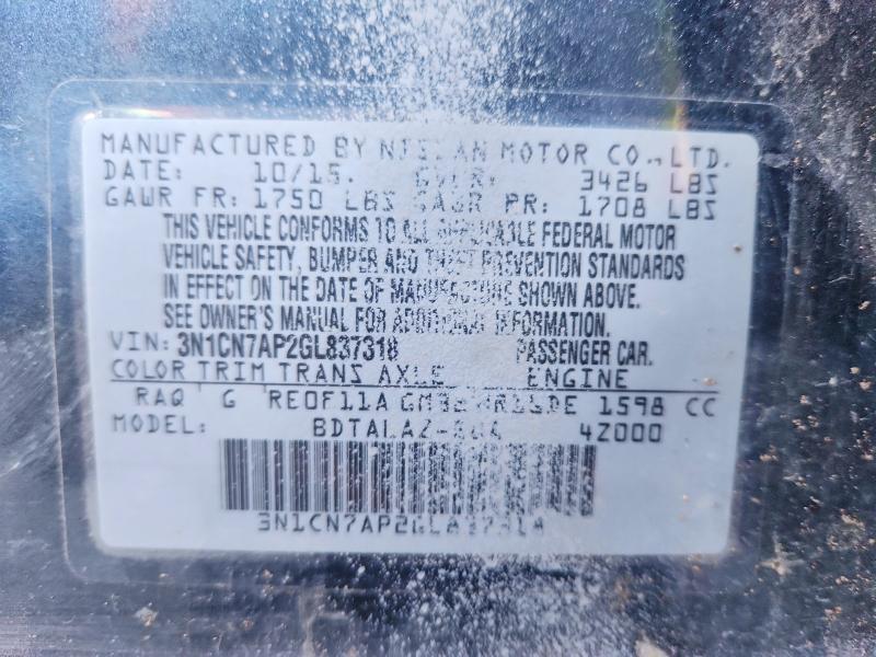 2016 Niss Versa 1.6 s Plus