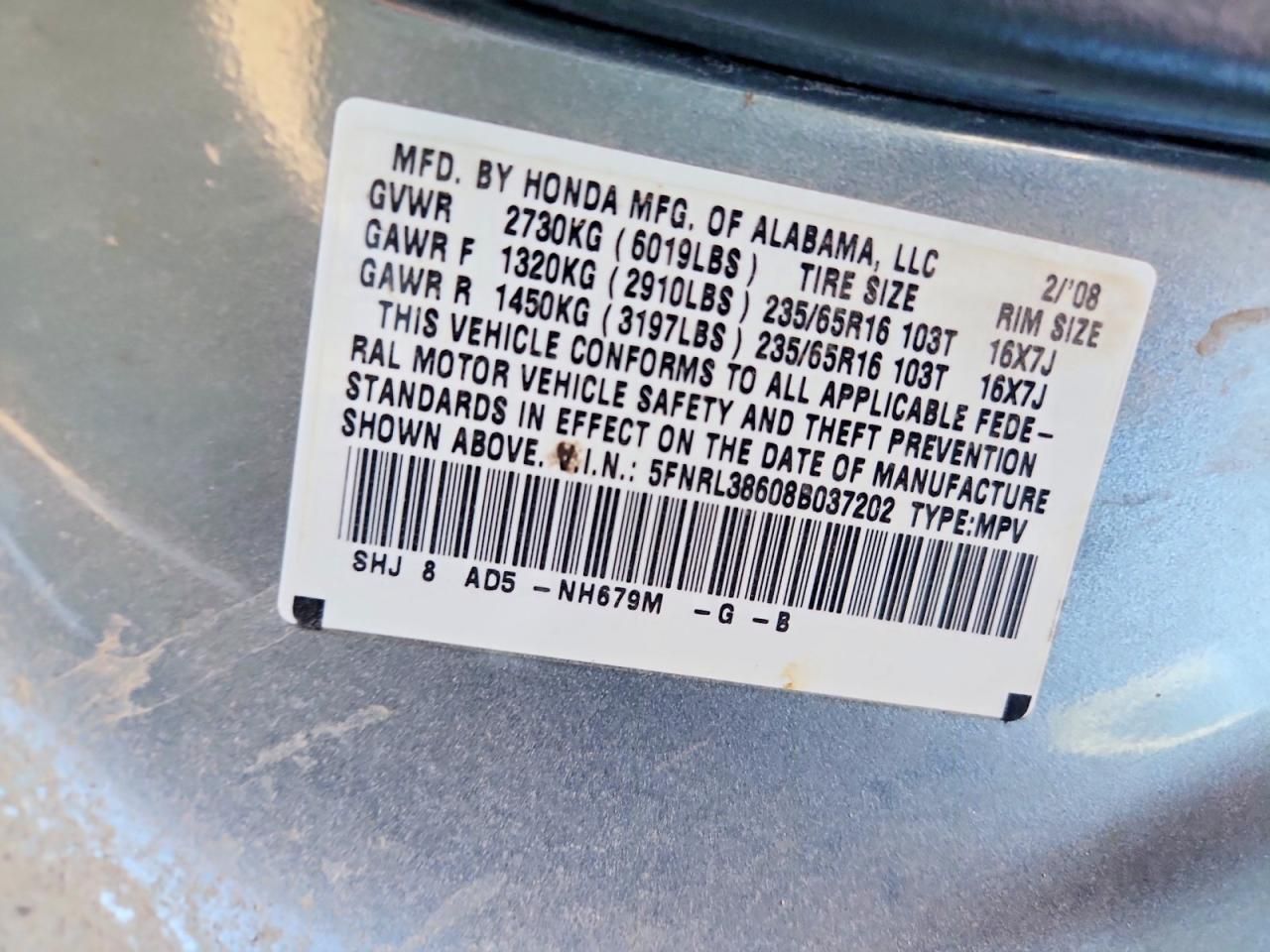 2008 Honda Odyssey exl