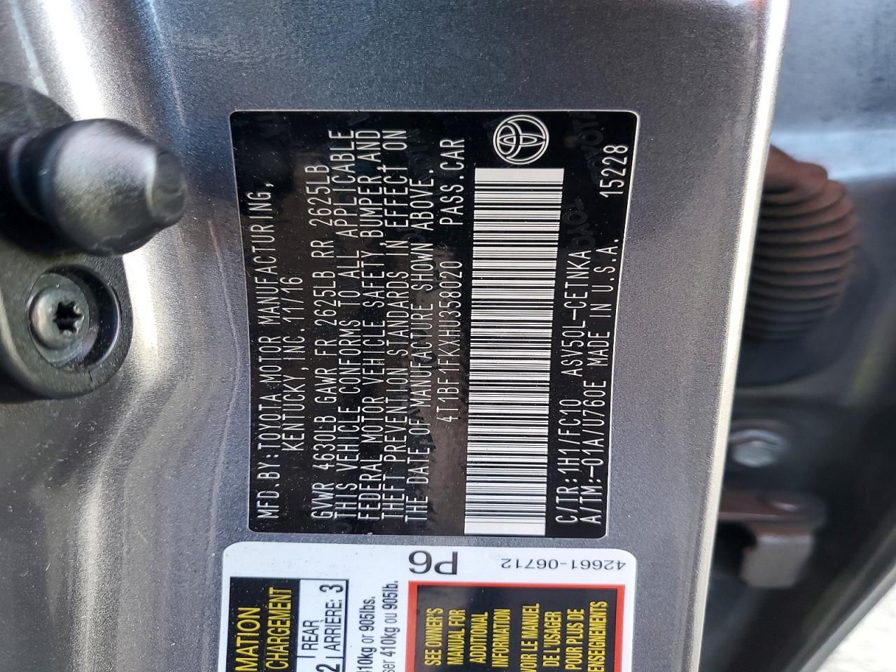 2017 Toyota Camry le