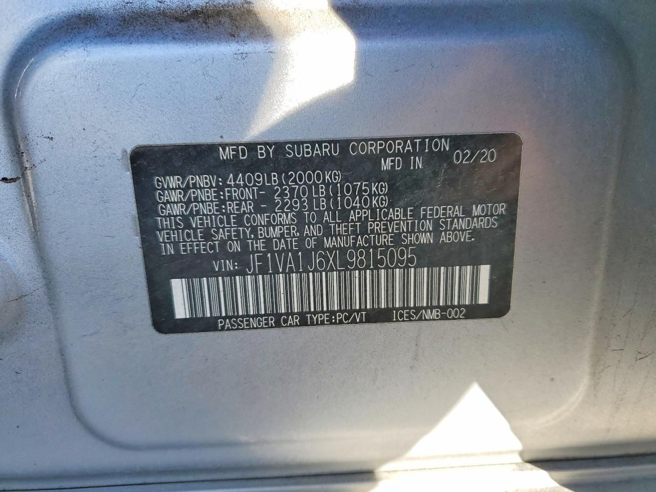 2020 Subaru Wrx Limited