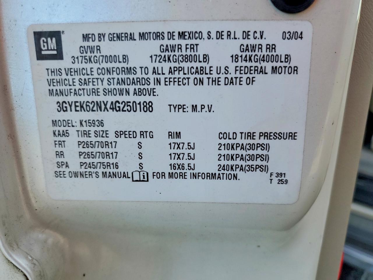 2004 Cadillac Escalade ext