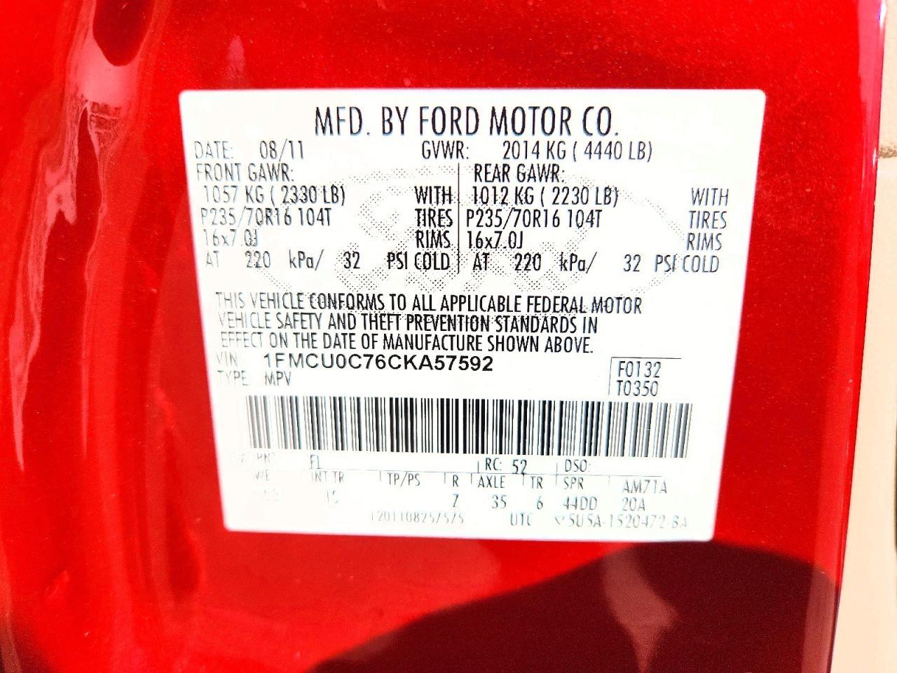 2012 Ford Escape xls
