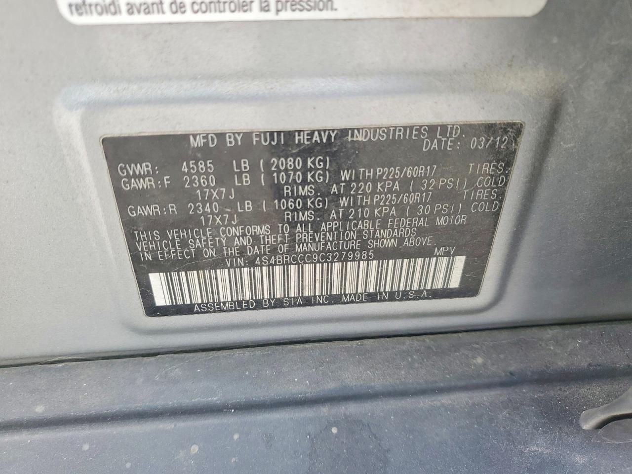 2012 Subaru Outback 2.5i Premium