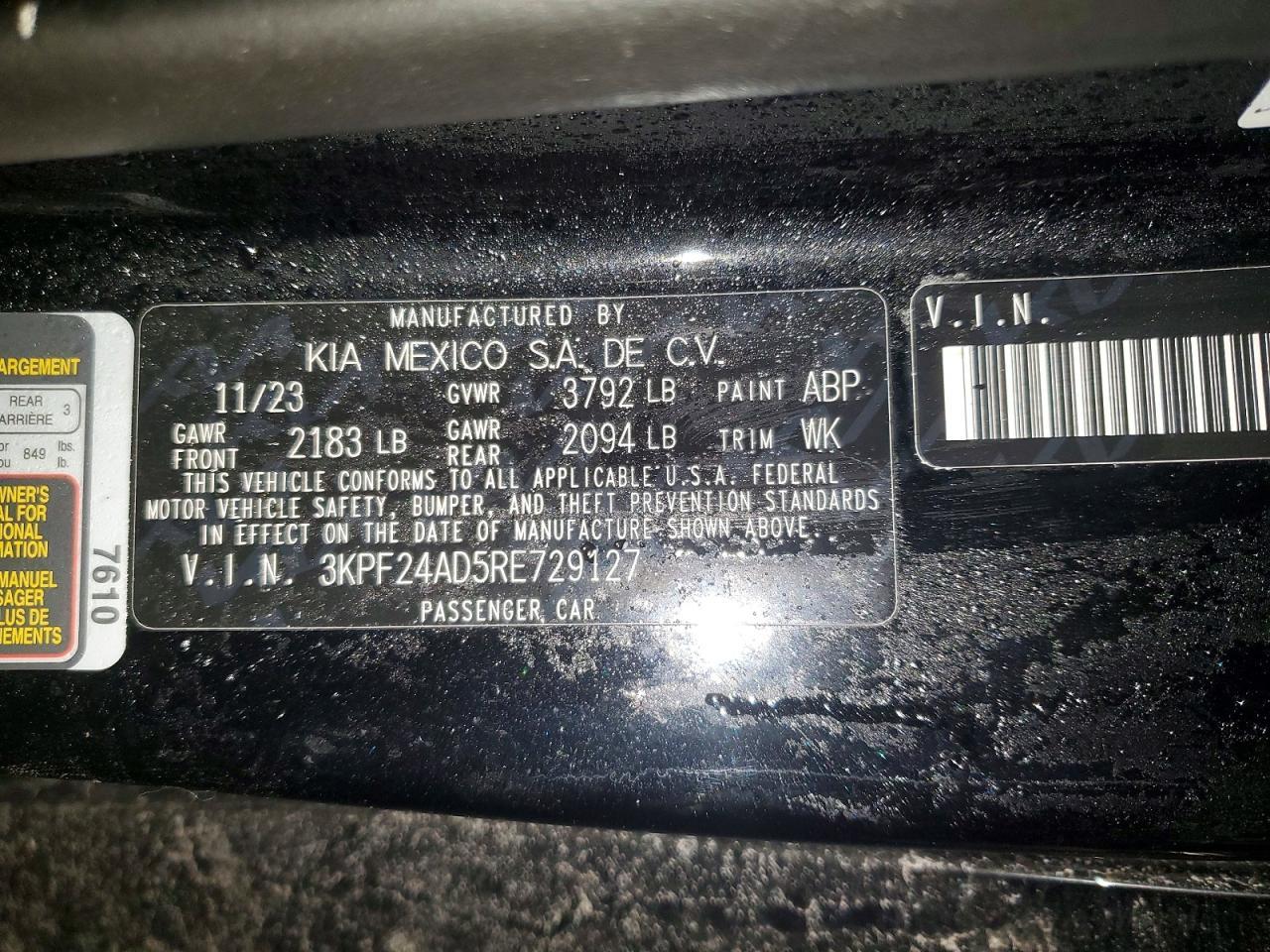 2024 KIA Forte lx
