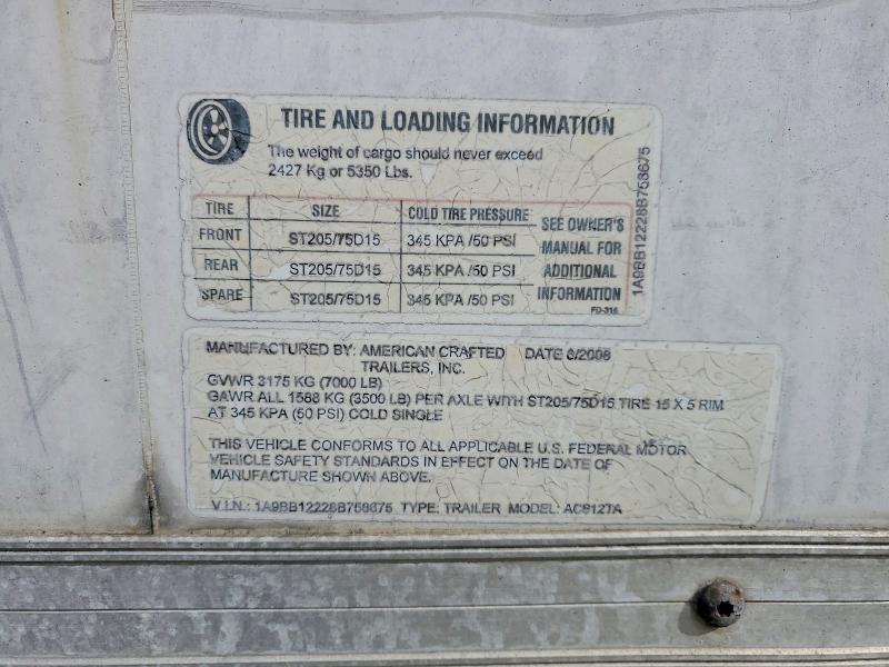 2008 American Crafted Tra 12' Enclosed