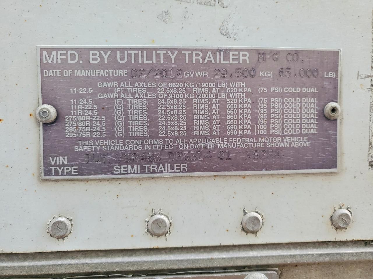 2013 Utility VS2RA Refrigerated Van Trailer