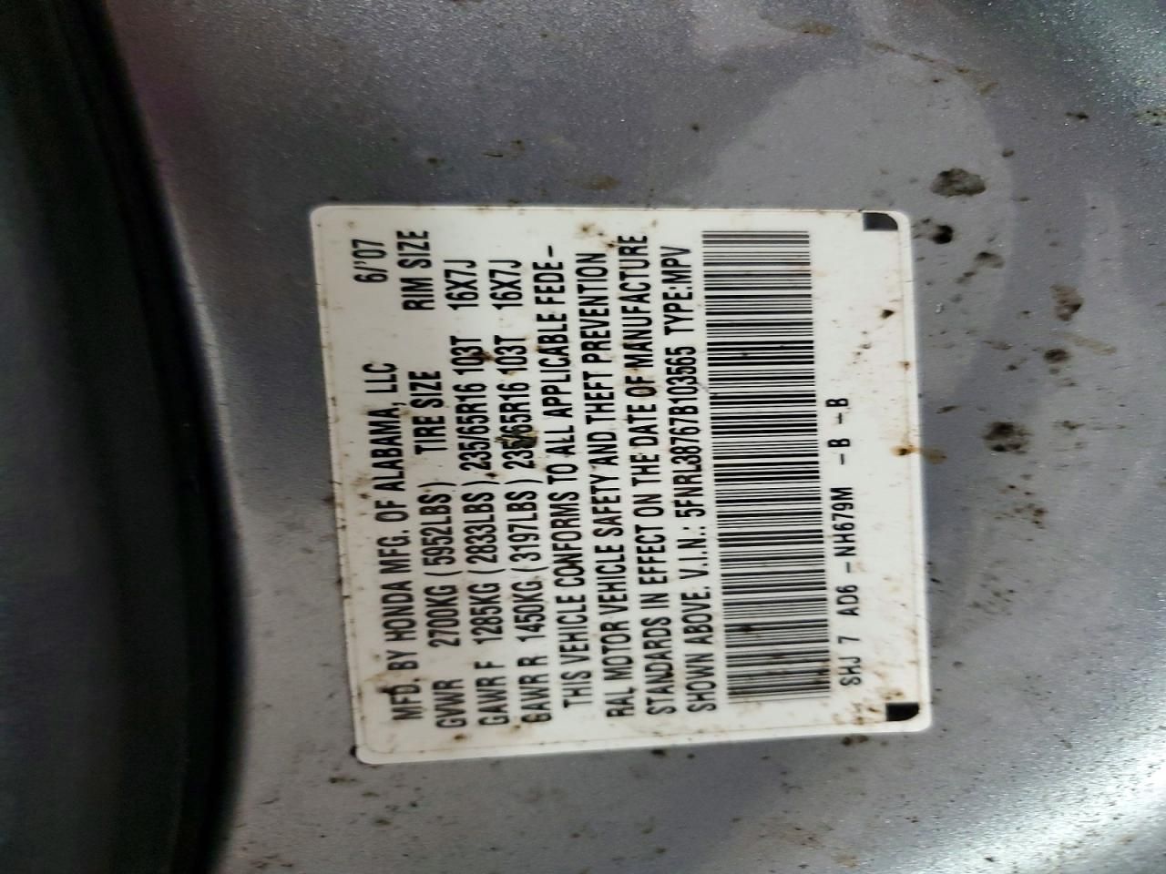 2007 Honda Odyssey exl