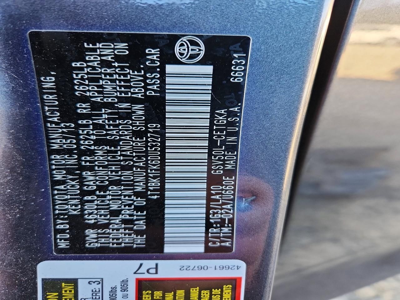 2013 Toyota Camry xle V6