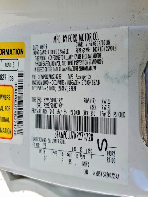 2019 Ford Fusion se