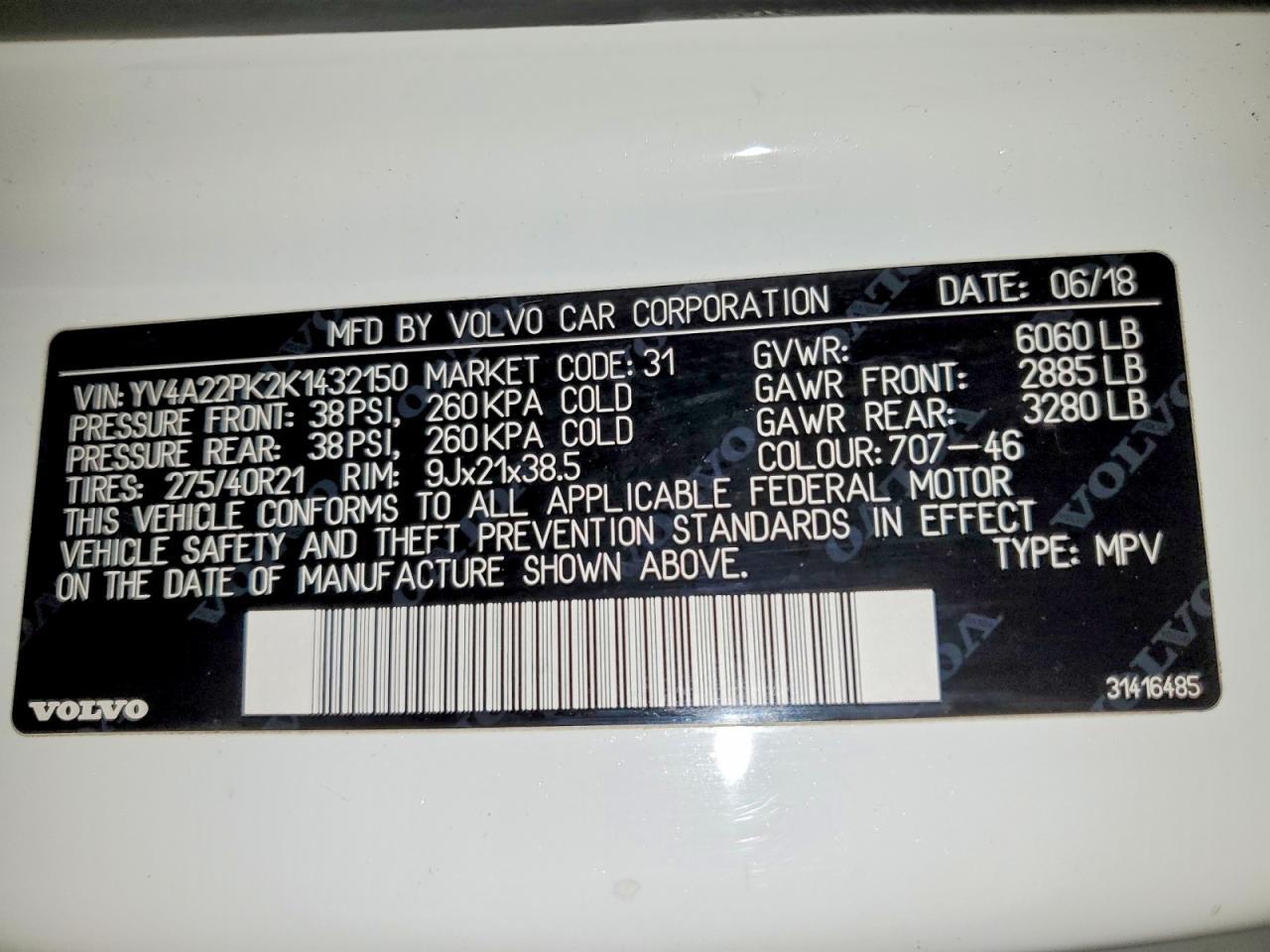 2019 Volvo Xc90 T6 Momentum