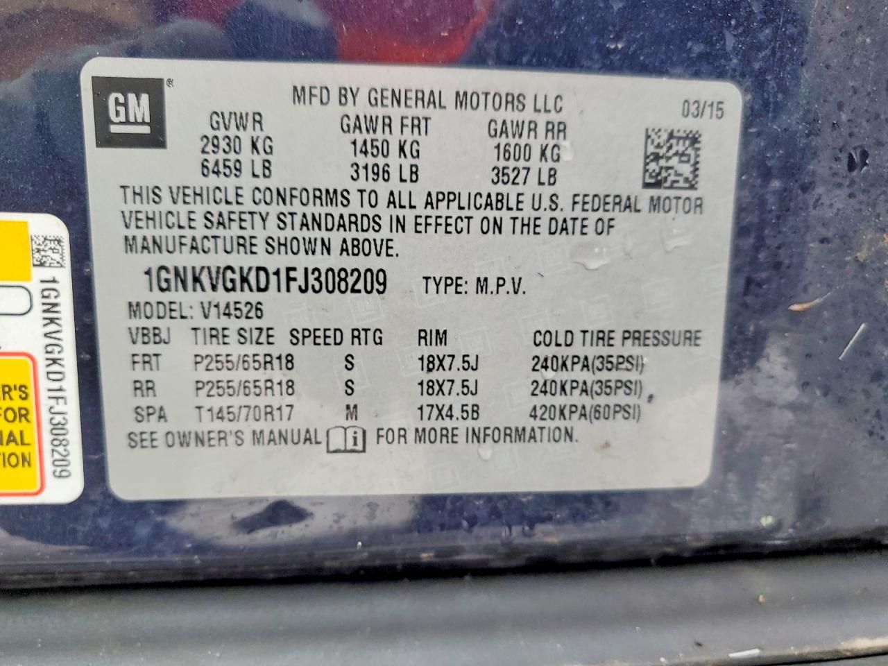 2015 Chevrolet Traverse lt