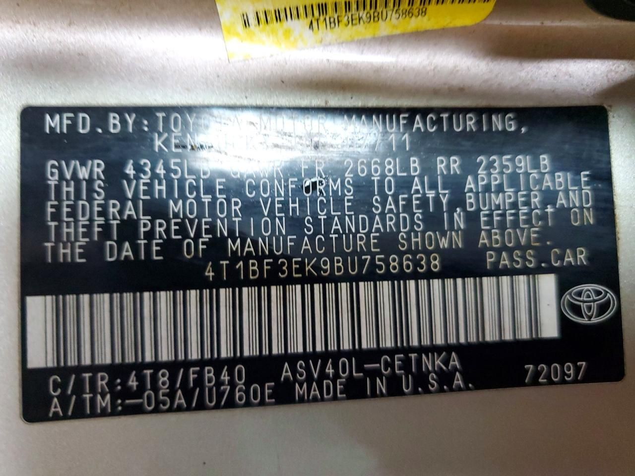 2011 Toyota Camry Base