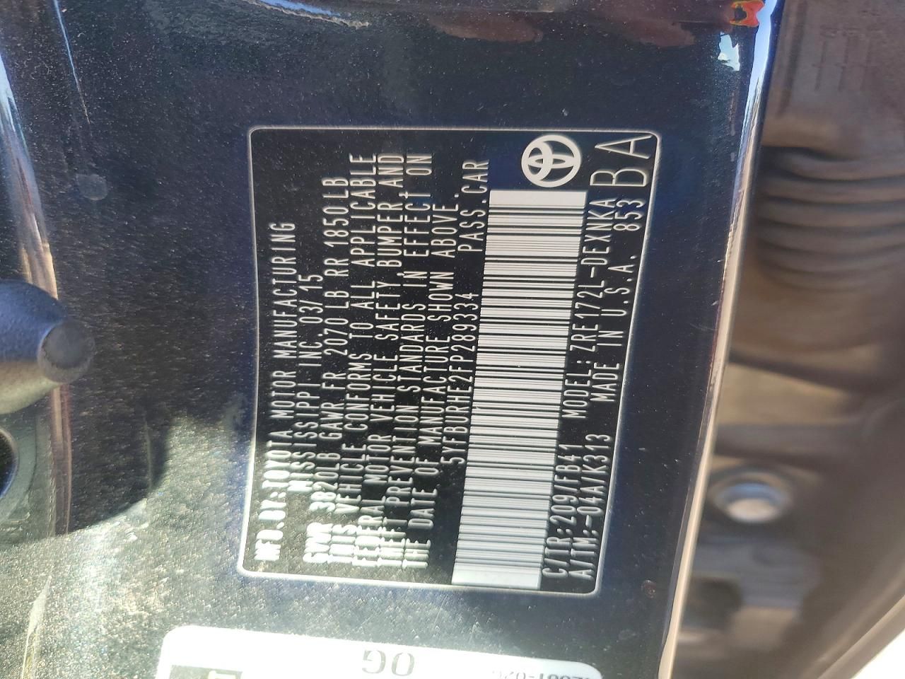 2015 Toyota Corolla l