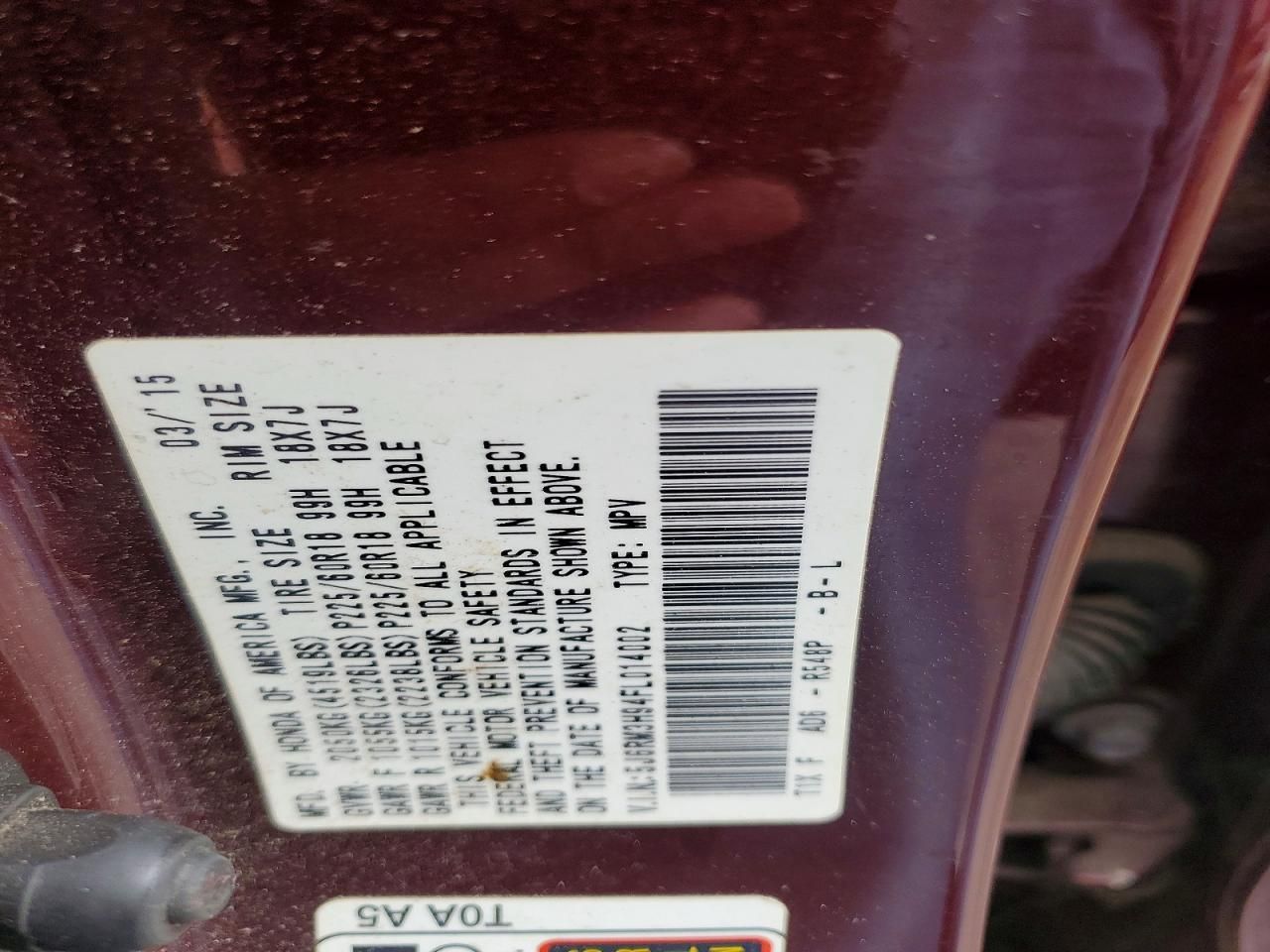 2015 Honda Cr-v Touring