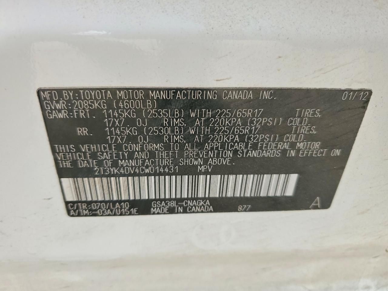 2012 Toyota Rav4 Limited