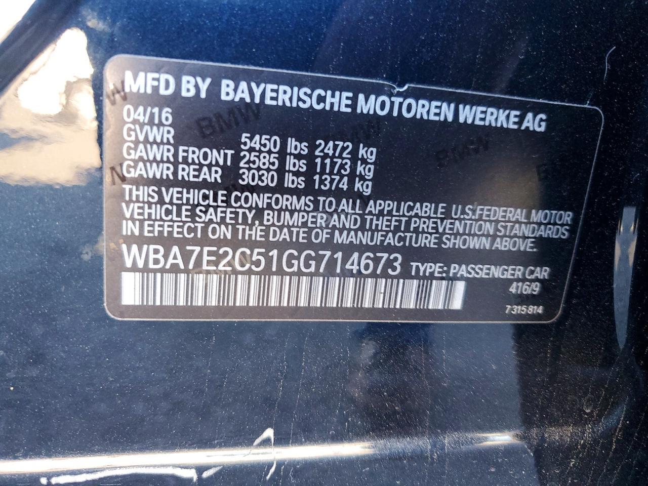 2016 BMW 740 i