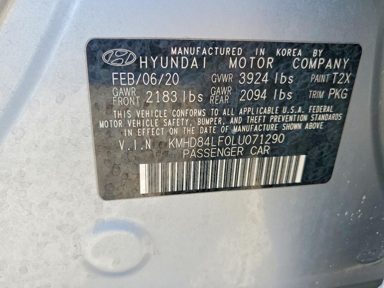 2020 Hyundai Elantra sel
