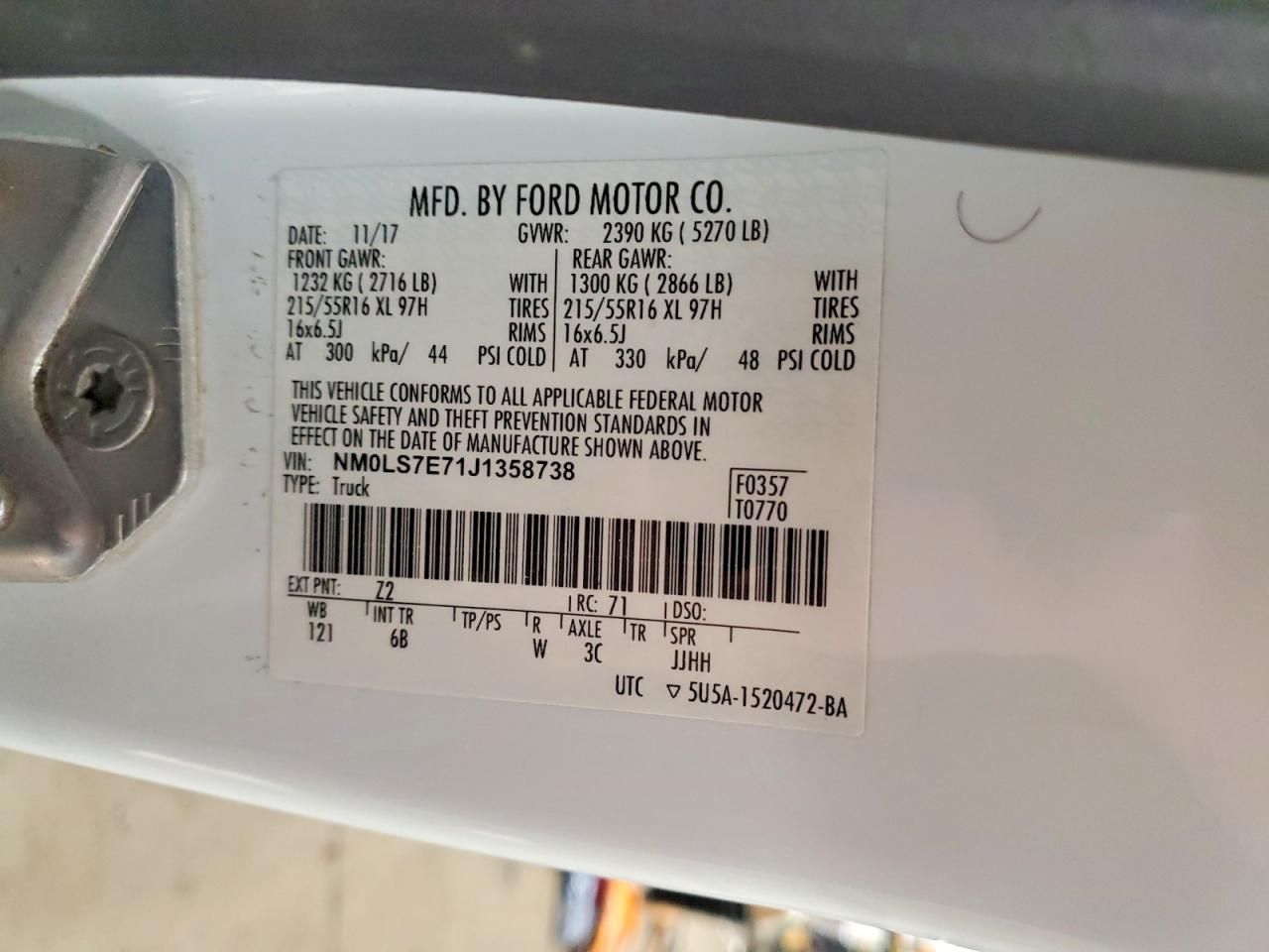 2018 Ford Transit Connect Utility / Service Van