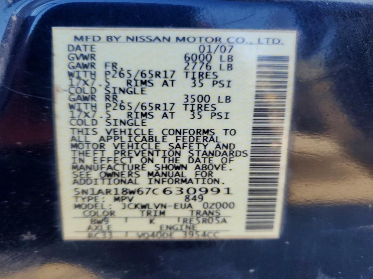 2007 Nissan Pathfinder le