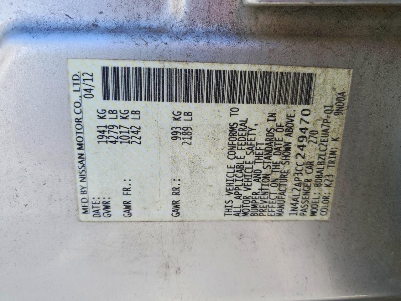 2012 Nissan Altima Base