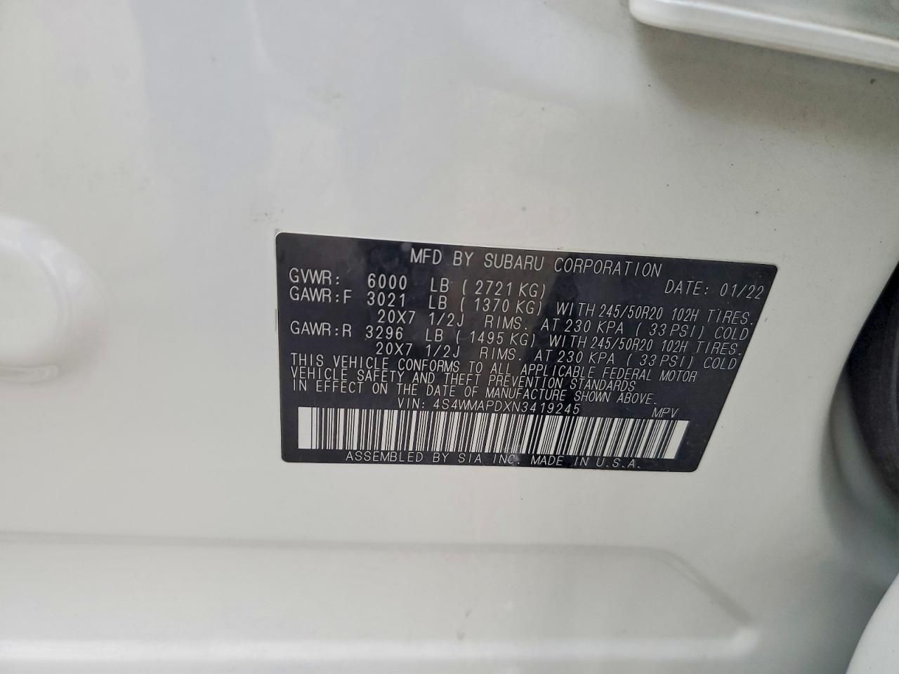 2022 Subaru Ascent Limited