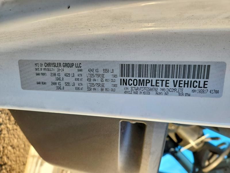 2015 Dodge RAM Promaster 3500 BOX Truck