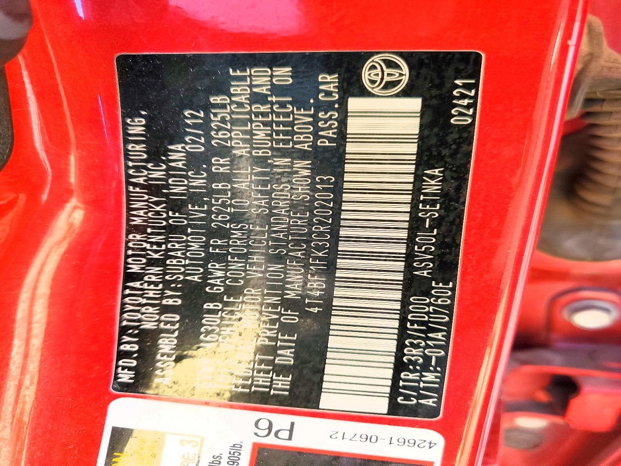 2012 Toyota Camry Base