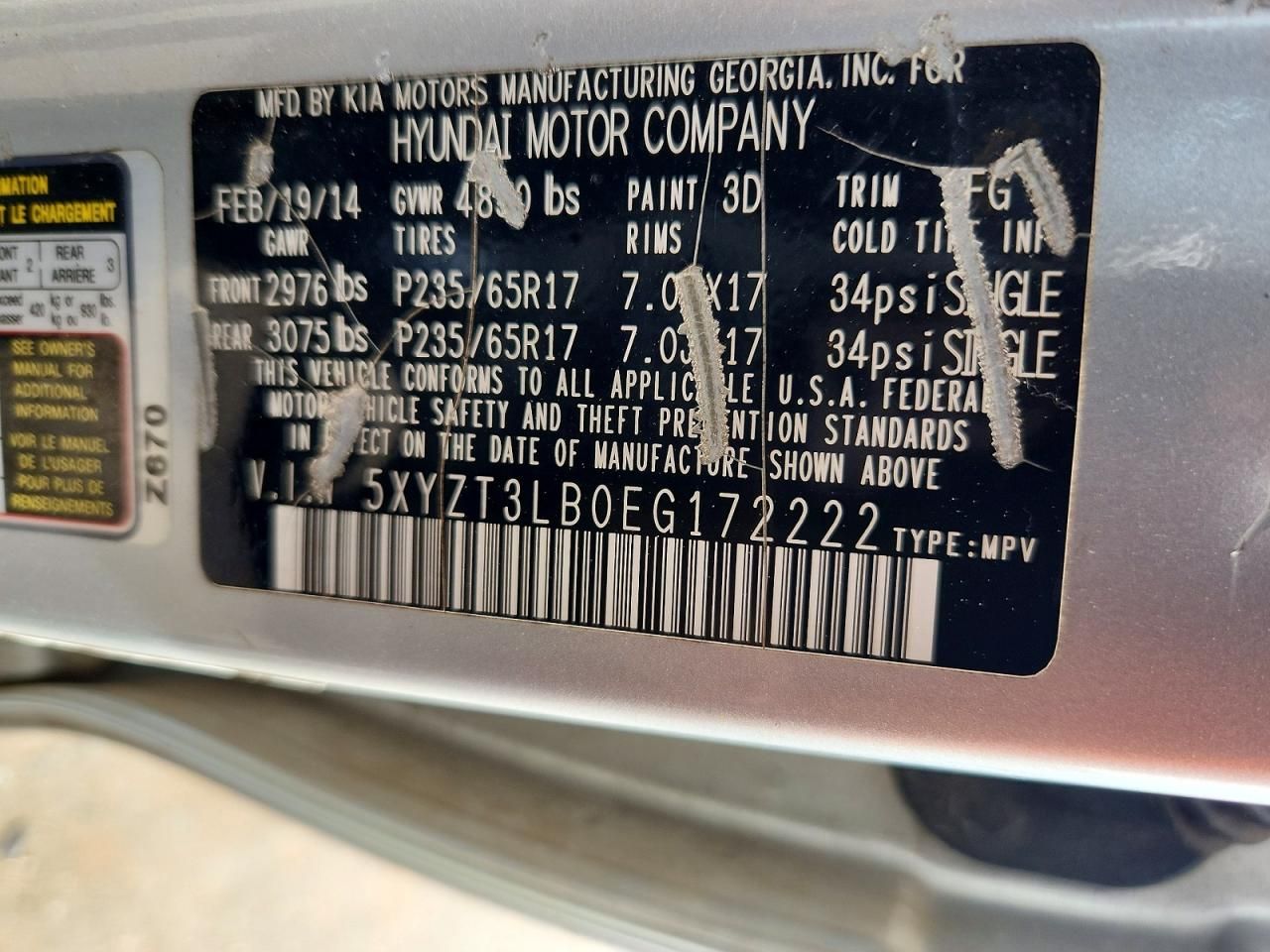 2014 Hyundai Santa fe Sport 2.4l