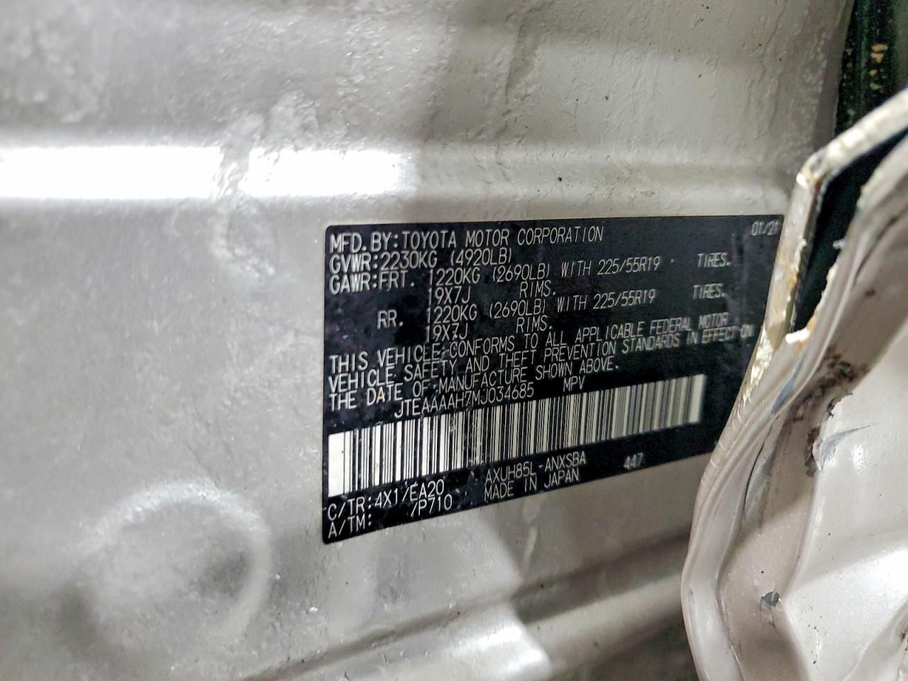 2021 Toyota Venza le