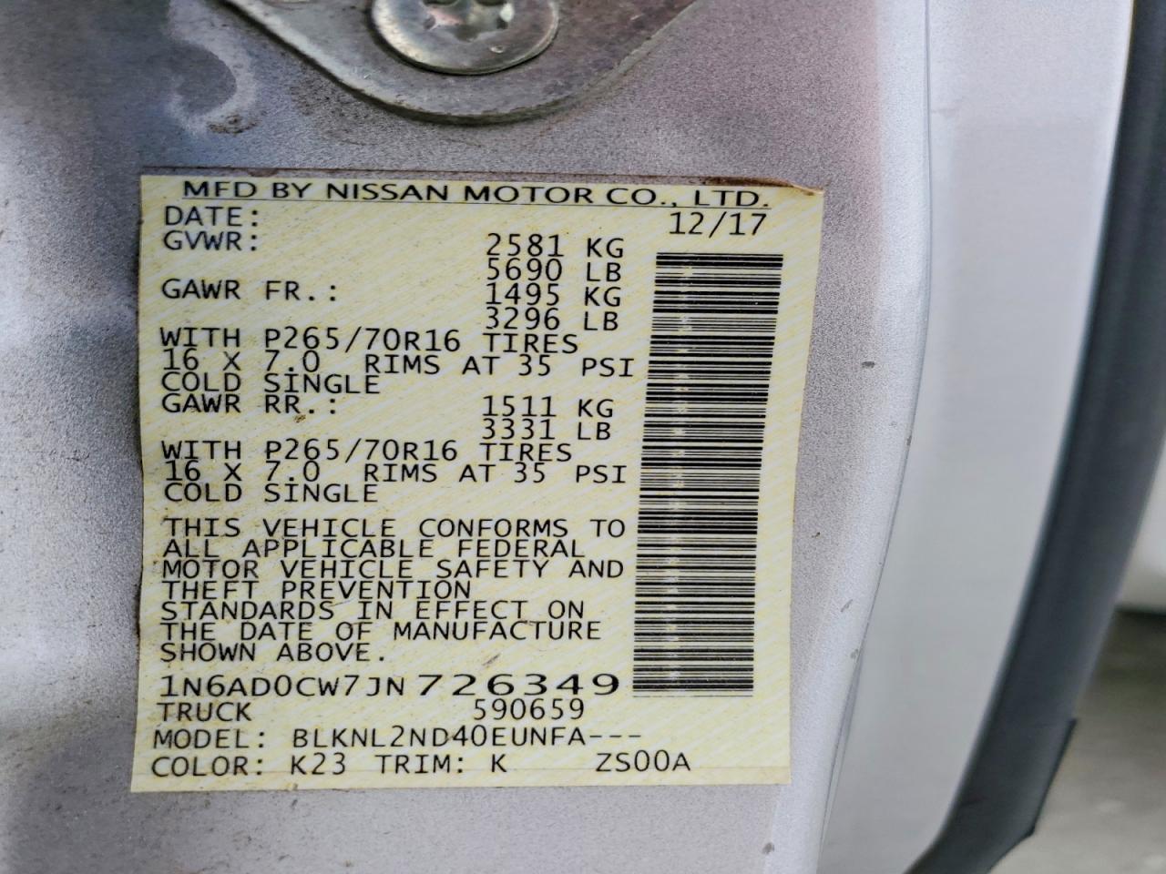 2018 Nissan Frontier SV V6