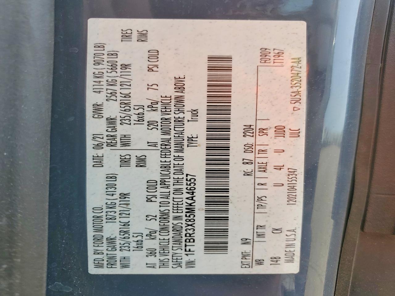 2021 Ford Transit T-250