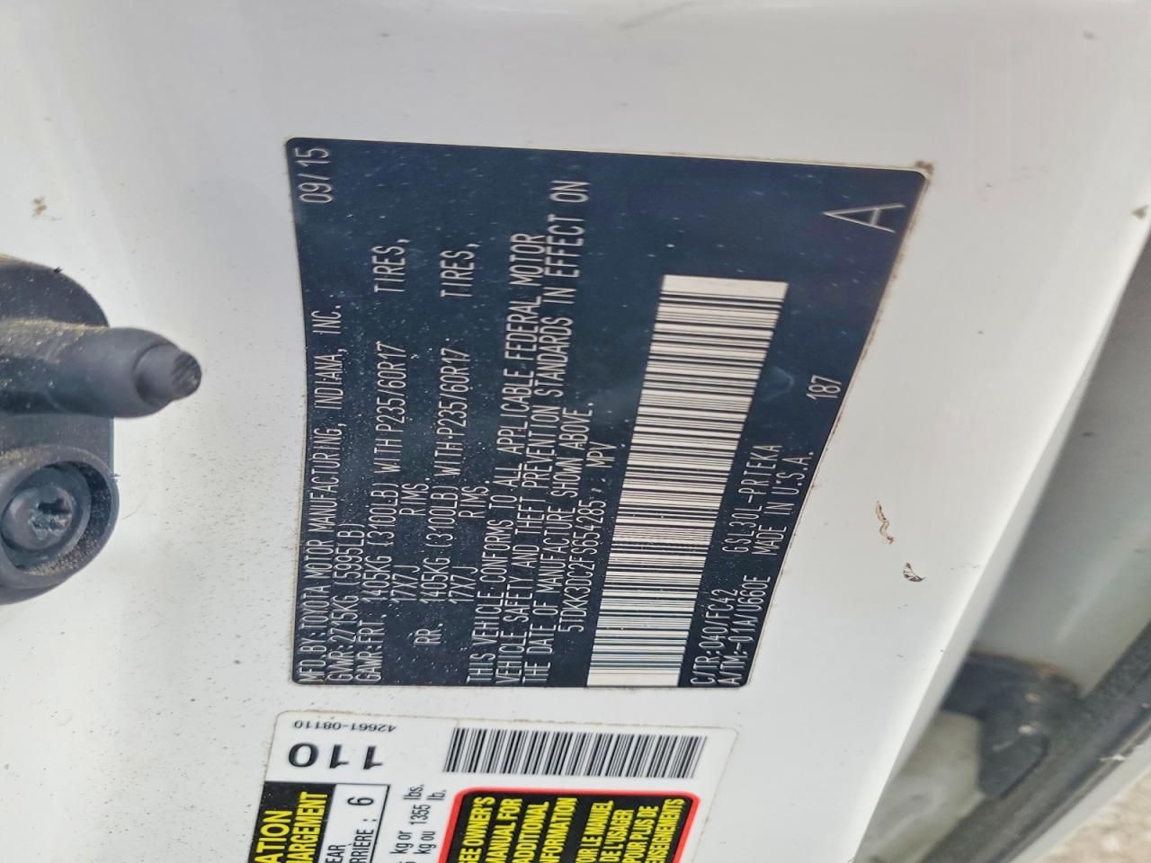 2015 Toyota Sienna le