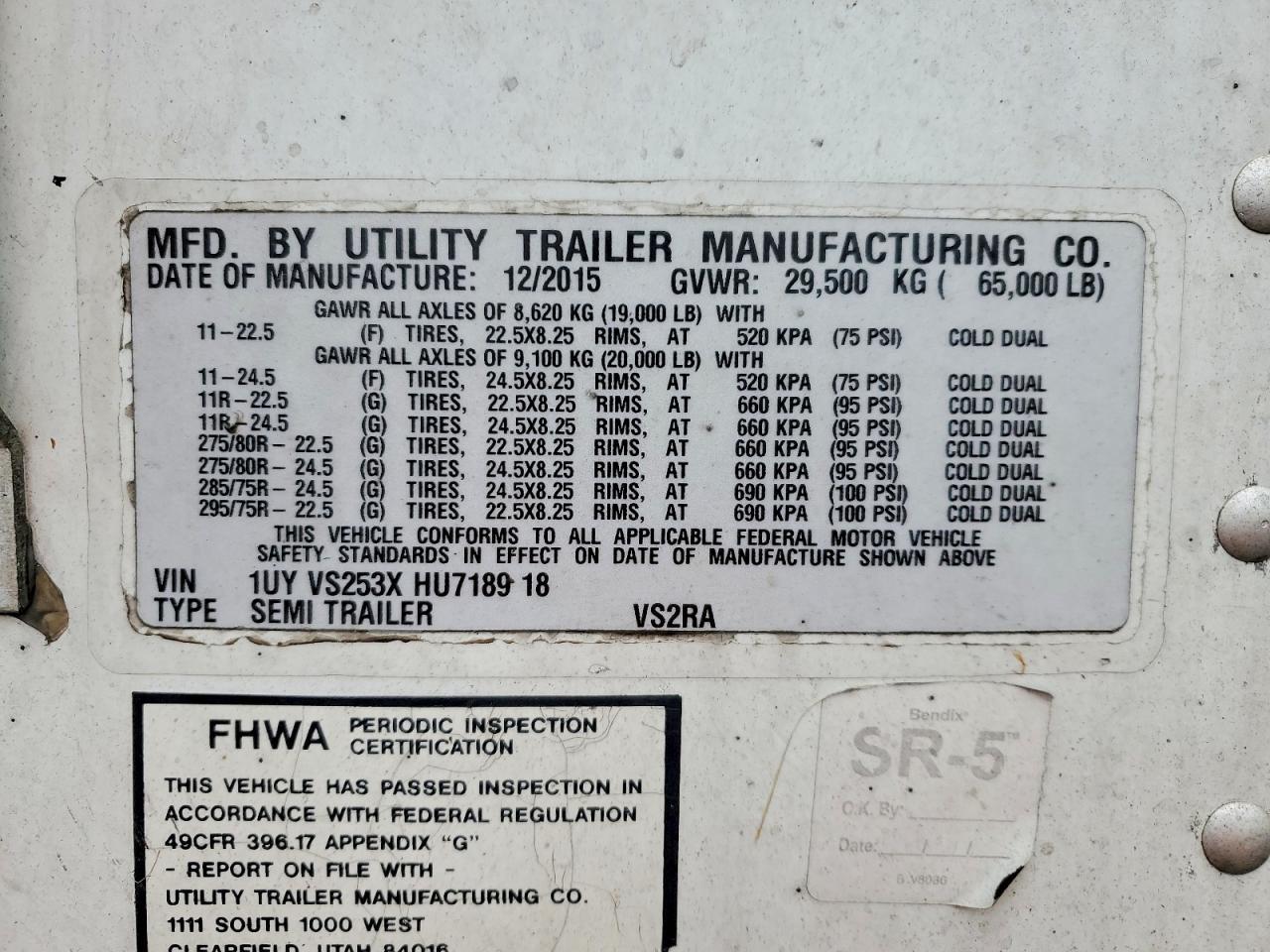 2017 Utility 2017 Util VS2RA-Refrigerated Van Trailer