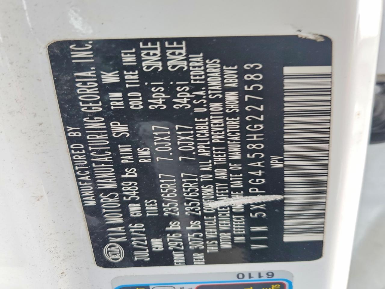 2017 KIA Sorento lx V6