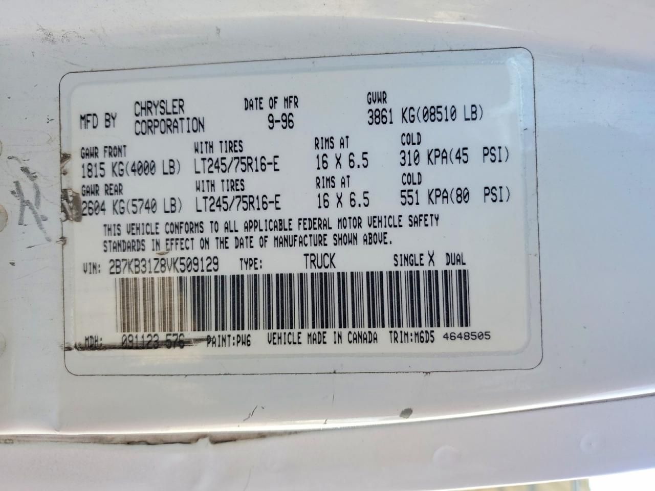 1997 Dodge RAM Van B3500