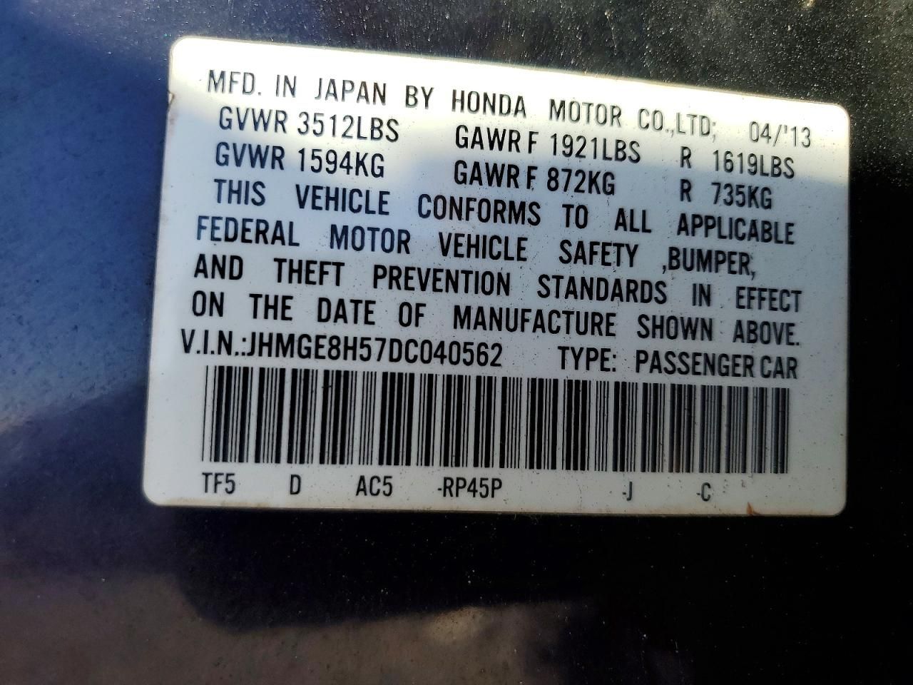 2013 Honda Fit Sport