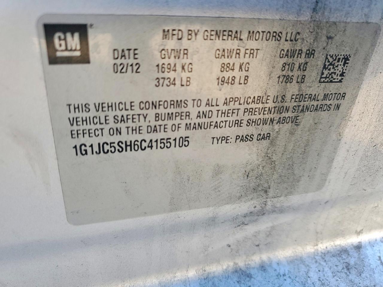 2012 Chevrolet Sonic lt