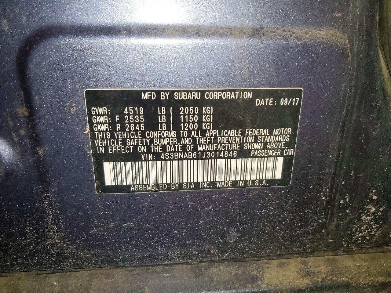 2018 Subaru Legacy 2.5i
