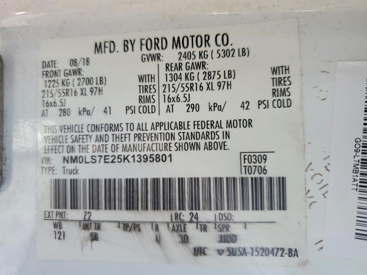 2019 Ford Transit Connect Delivery Van