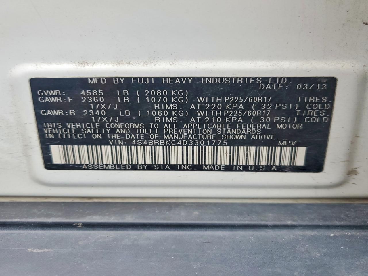 2013 Subaru Outback 2.5i Limited