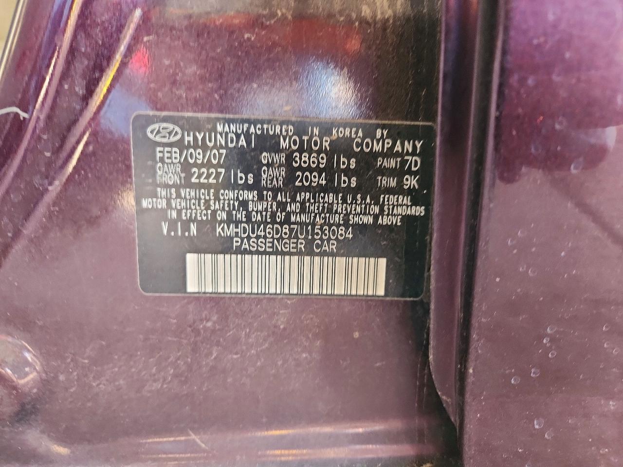 2007 Hyundai Elantra gls