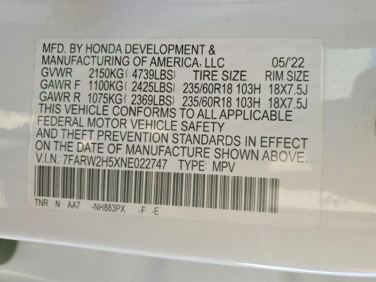 2022 Honda Cr-v ex