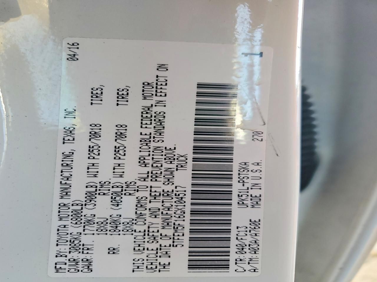 2016 Toyota Tundra Crewmax SR5