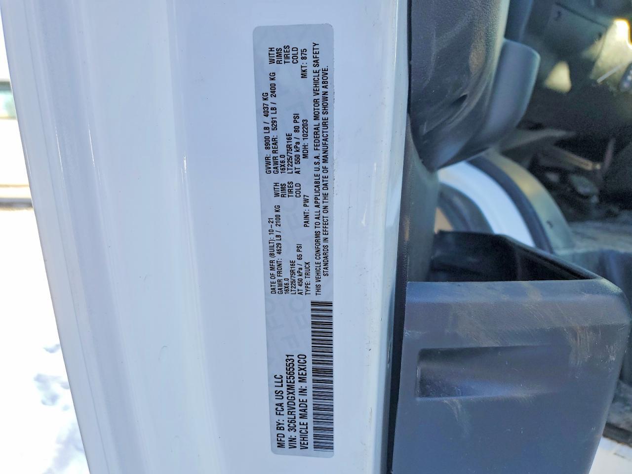 2021 Dodge RAM Promaster 2500 Utility / Service Van